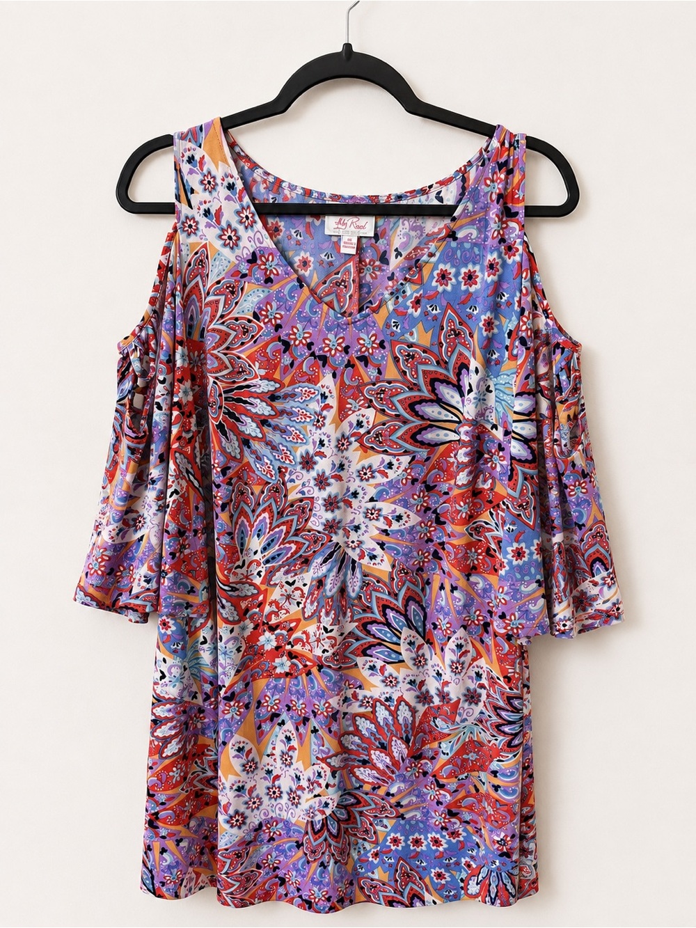 ⭐️5/$20 Ivy Road Cold Shoulder Paisley Tunic Top | Multicolor Boho Print